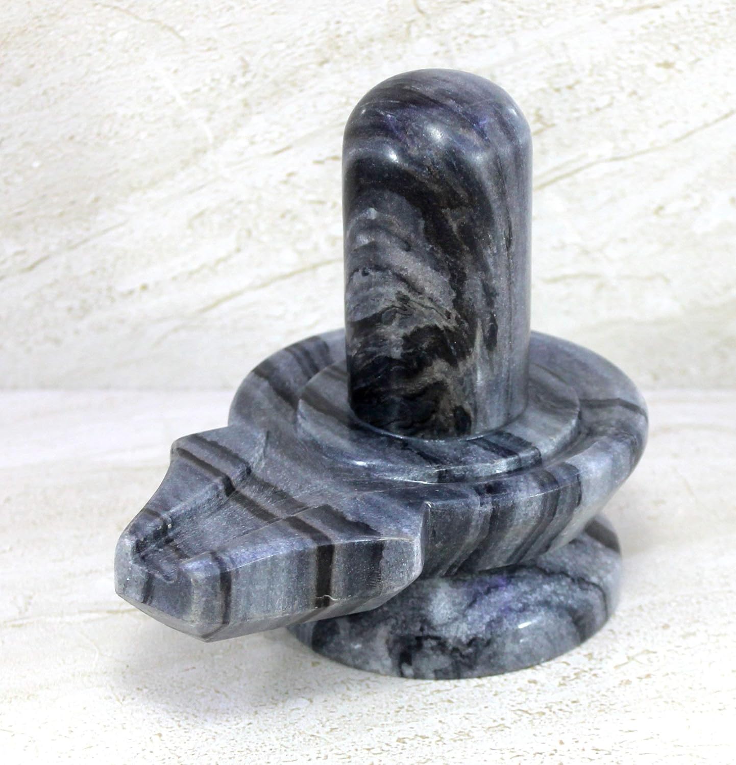Black Marble Stone Shiva Lingam Shiv Ling Idol Murti Statue (5.25 Grey)
